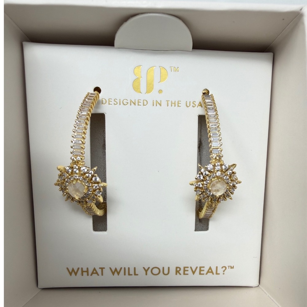 Bomb Party Halo Lillian's Luxe Ultra Rare Unicorn Moonstone .925 Gold Earrings